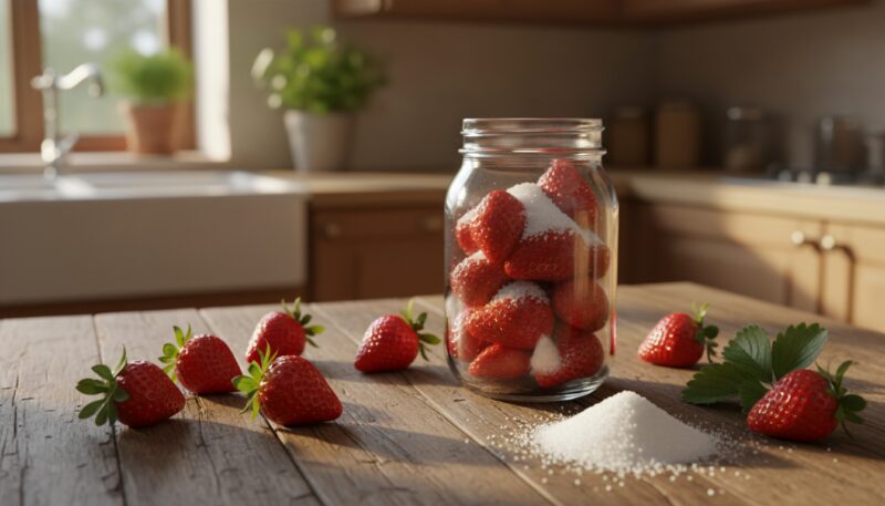 sveže jagode i šećer za pripremu zimnice sveže jagode i šećer za pripremu zimnice